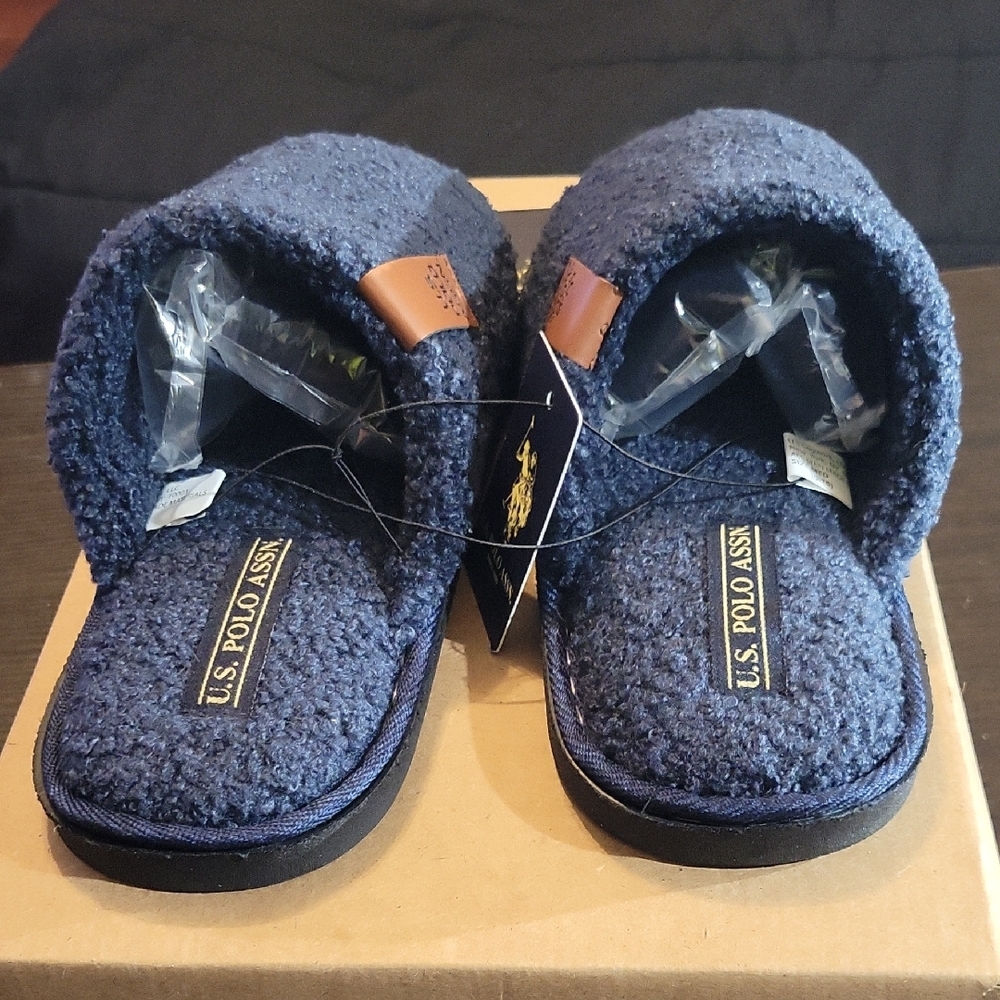 U.S. Polo Assn. Sherpa Slip-On Slippers "Navy Blue" M9/10/W10.5/11.5 NWT - Picture 5 of 6